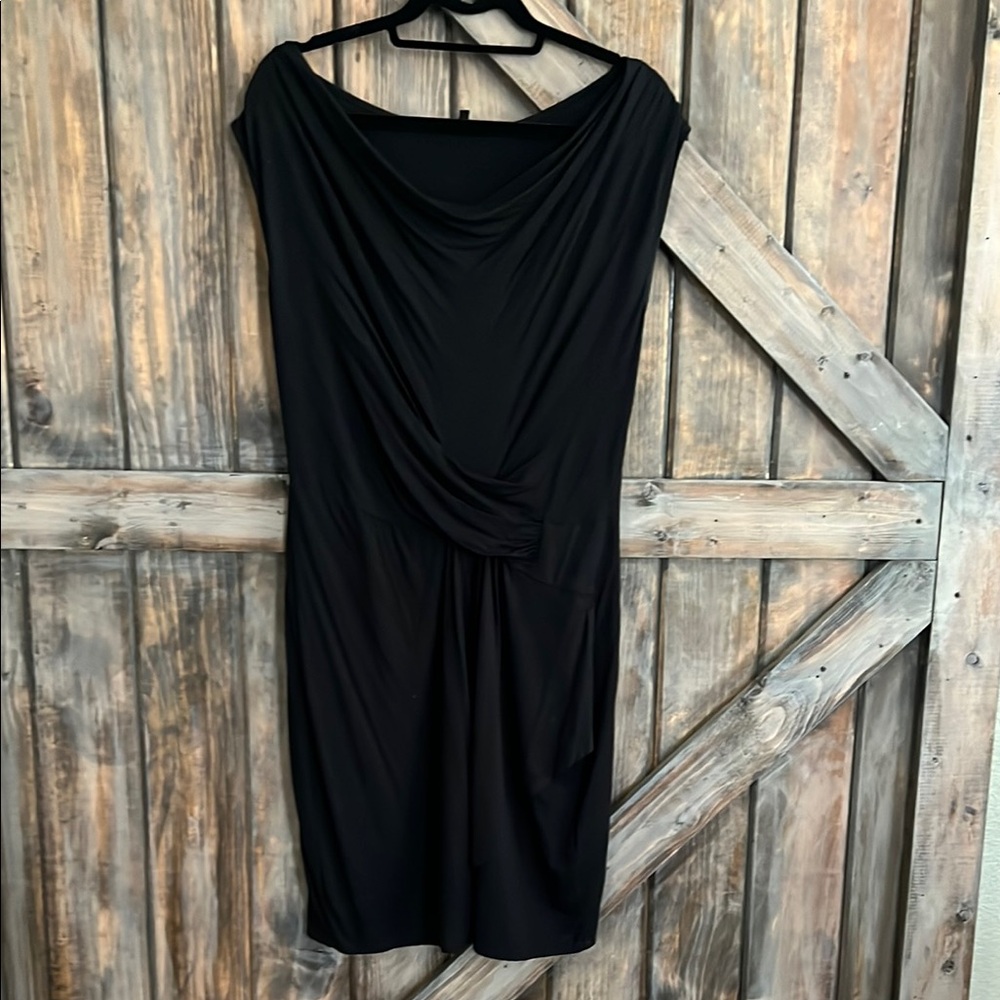 Express Black Ruched Asymmetrical Sheath Dress